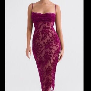 House of CB Ione merlot bombshell 90’s dress